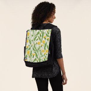 Dandelions, green, yellow and white backpack