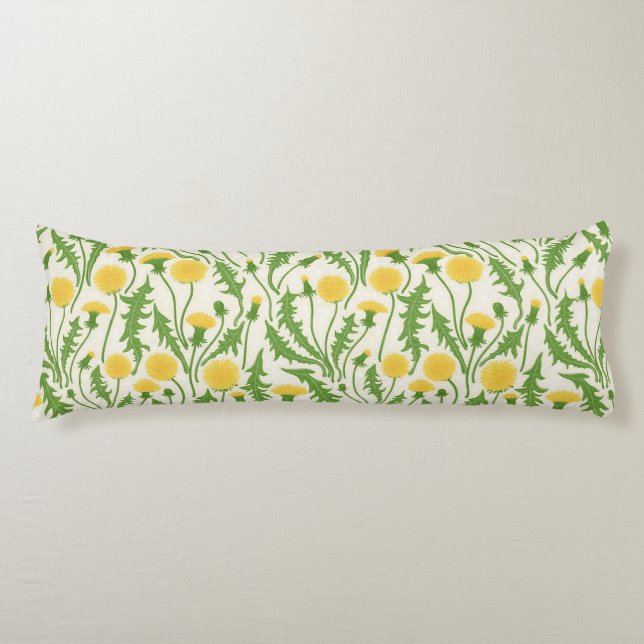 Dandelions, green, yellow and white body cushion (Front)