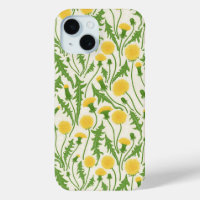 Dandelions, green, yellow and white