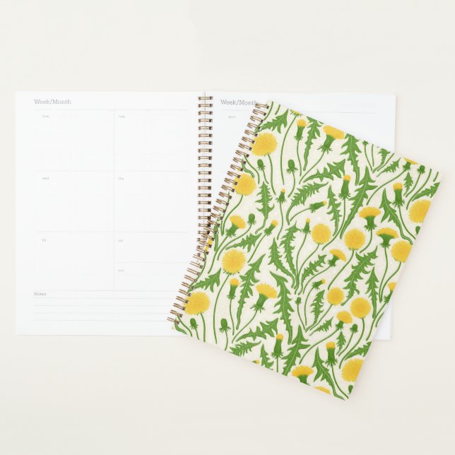 Dandelions, green, yellow and white planner (Display)