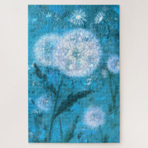 Dandelions in Moon Light - Original Art Painting Jigsaw Puzzle