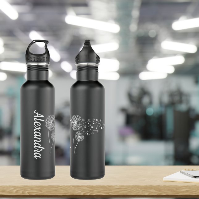 Dandelions in the Wind Monogram 710 Ml Water Bottle (Wrap around design. )