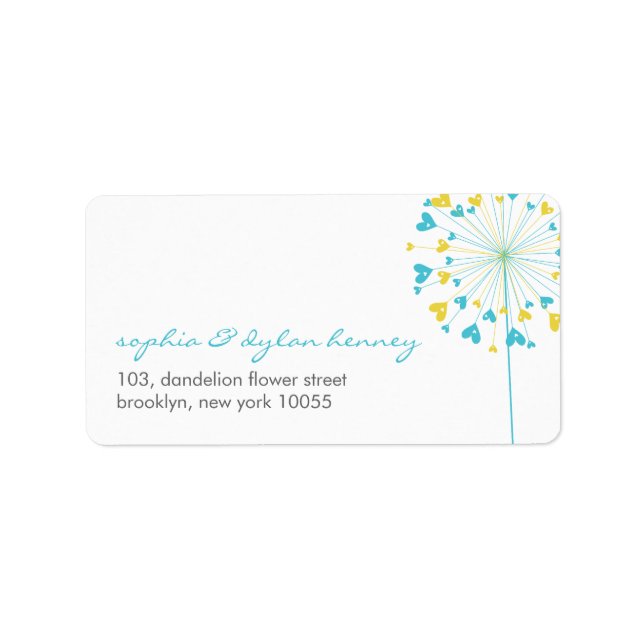 Dandelions Love Cute Summer Wedding Address Labels (Front)