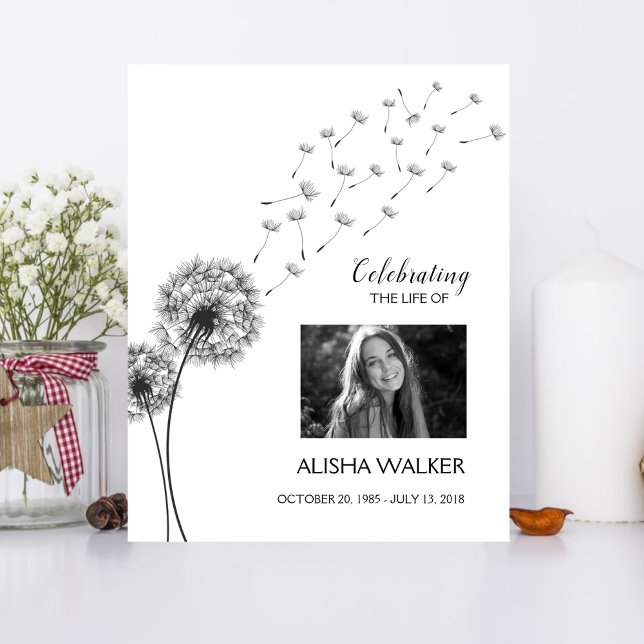 Dandelions Memorial Funeral Photo Welcome Sign (Creator Uploaded)