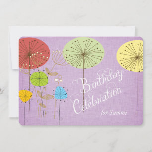 Dandelions on Lavender Linen Birthday Invite