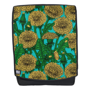 Dandelions on turquoise backpack