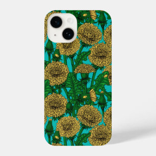 Dandelions on turquoise iPhone 14 case