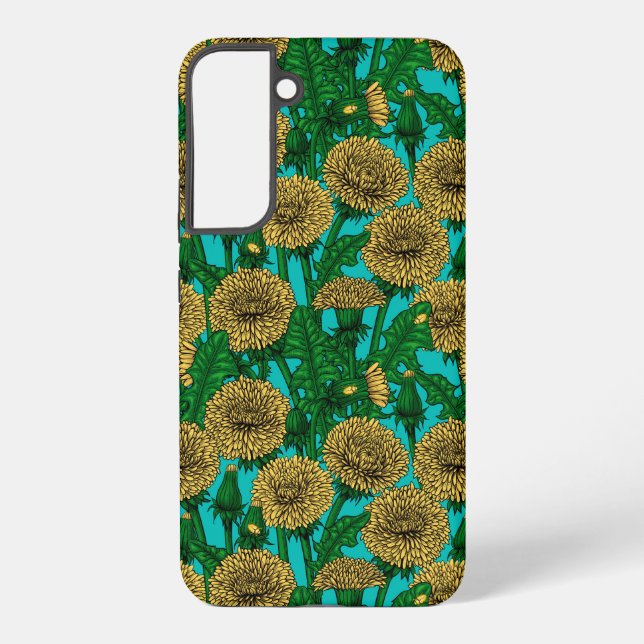 Dandelions on turquoise samsung galaxy s22+ case (Back)