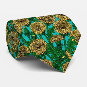 Dandelions on turquoise tie
