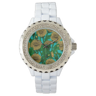 Dandelions on turquoise watch