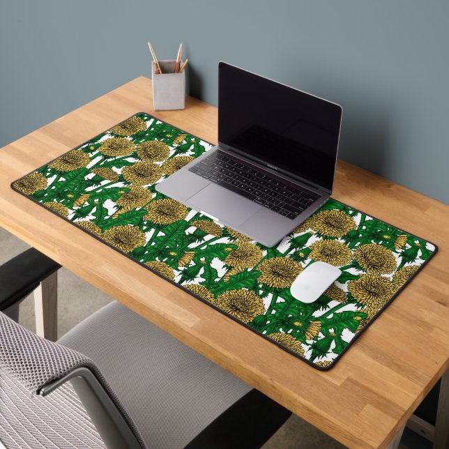 Dandelions on white desk mat (Office 2)