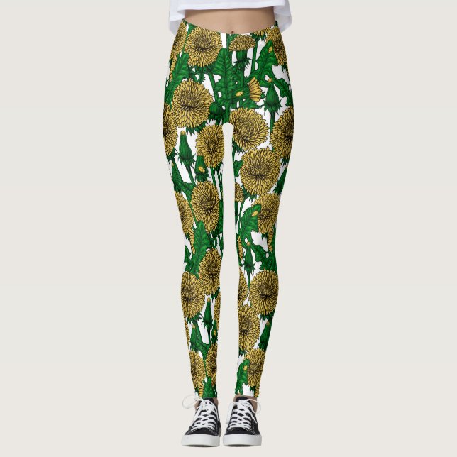 Dandelions on white leggings (Front)
