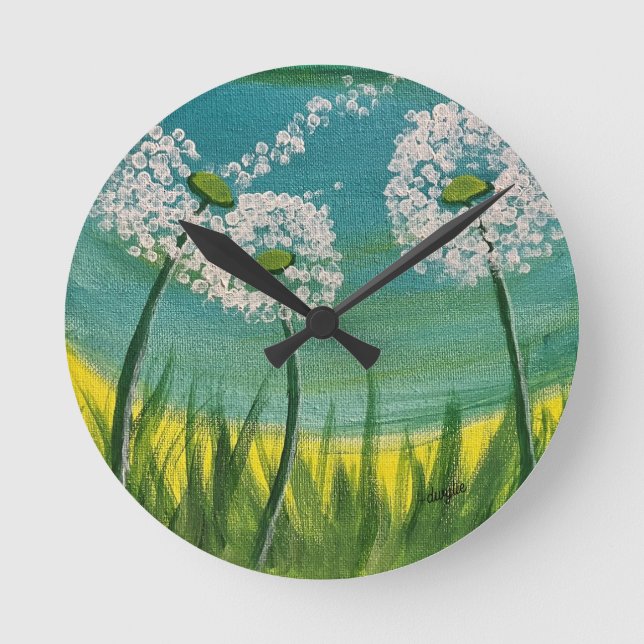 Dandelions - Original Painting Round Clock (Front)