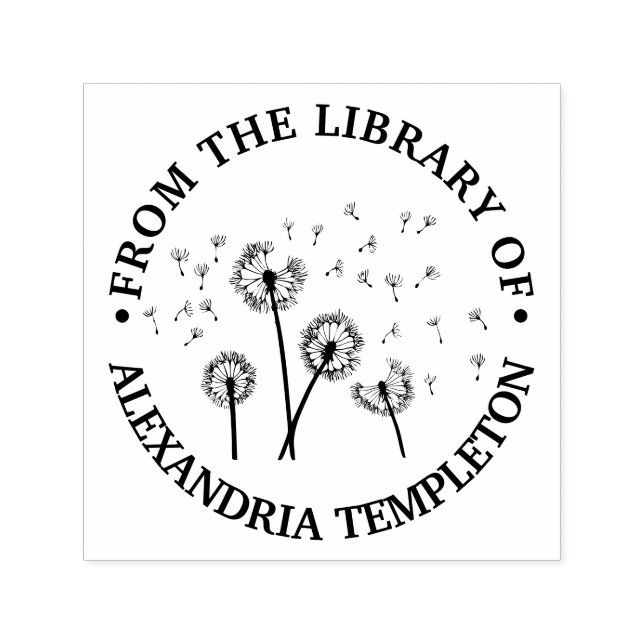 Dandelions Seeds in the Wind Library Book Name R Self-inking Stamp (Design)