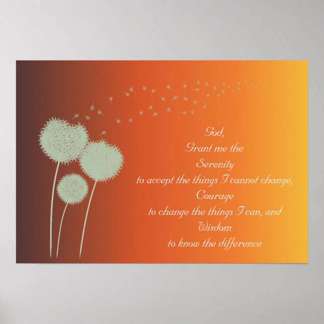 Dandelions Serenity Prayer Customisable Poster (Front)