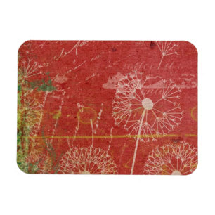 Dandelions Take Wind Against Pink Sky Abstract Magnet