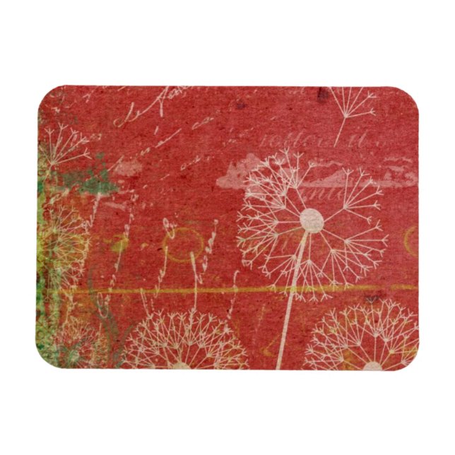 Dandelions Take Wind Against Pink Sky Abstract Magnet (Horizontal)