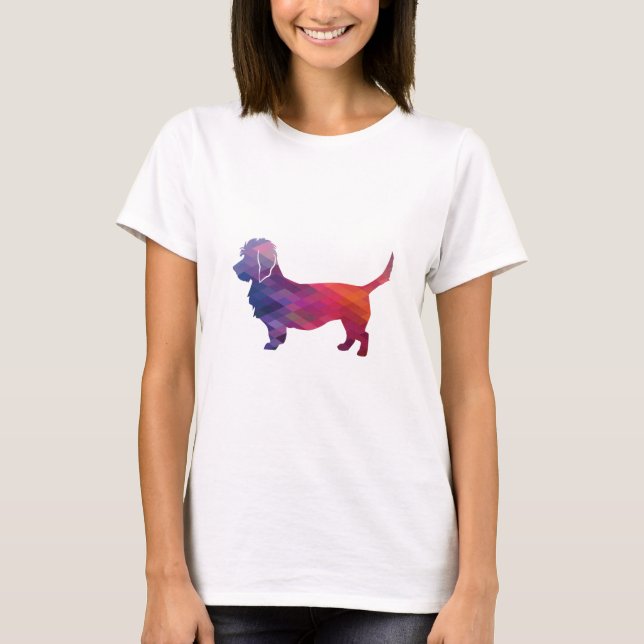 Dandie Dinmont Dog Breed Geo Silhouette purple T-Shirt (Front)