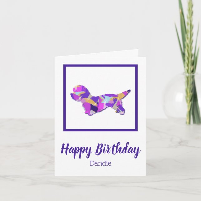 Dandie Dinmont Dog Silhouette Cute PPY&B Birthday Card (Front)