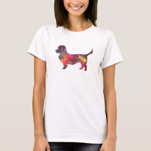 Dandie Dinmont Geometric Pattern Silhouette Multi T-Shirt
