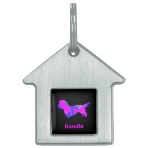 Dandie Dinmont Terrier Crazy Hot Pink and Blue Pet ID Tag
