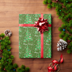 Dandie Dinmont Terrier Dog Christmas Tree Green Wrapping Paper