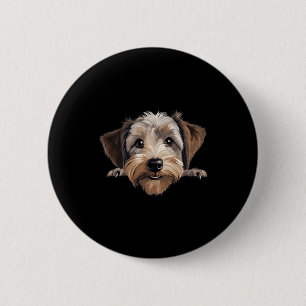 Dandie Dinmont Terrier Dog Mum Dad Peeking Puppy 6 Cm Round Badge
