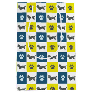 Dandie Dinmont Terrier Dog & Paw Yellow & Blue Medium Gift Bag
