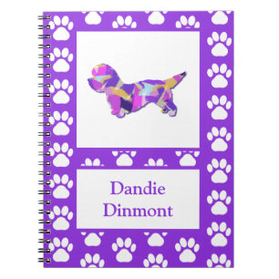 Dandie Dinmont Terrier Dog Silhouette PurplePY&B Notebook