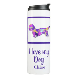 Dandie Dinmont Terrier Dog Silhouette PurplePY&B  Thermal Tumbler