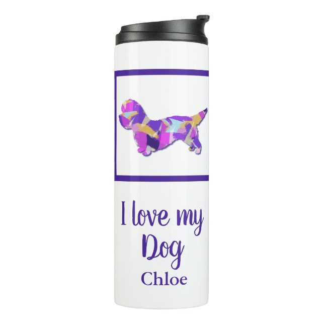 Dandie Dinmont Terrier Dog Silhouette PurplePY&B  Thermal Tumbler (Rotated Left)