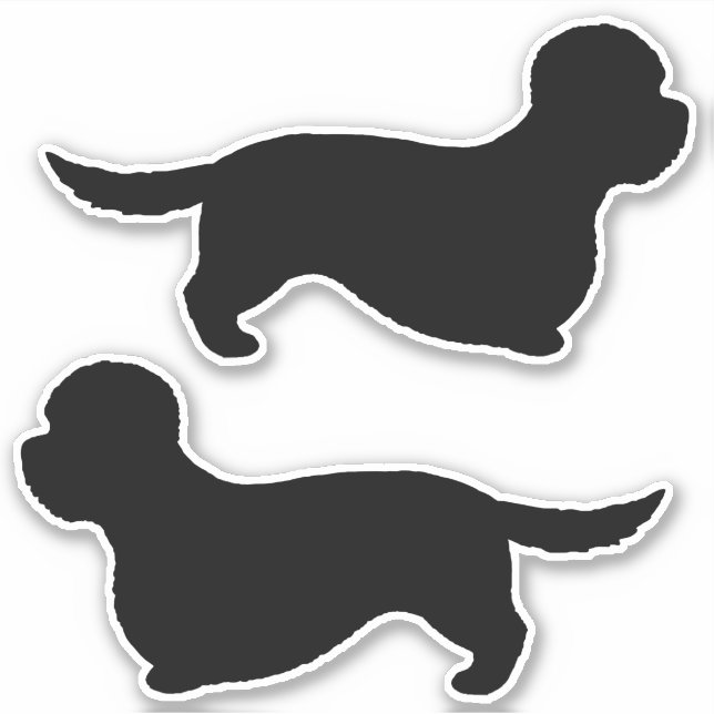 Dandie Dinmont Terrier Dog Silhouettes Sticker Set (Front)