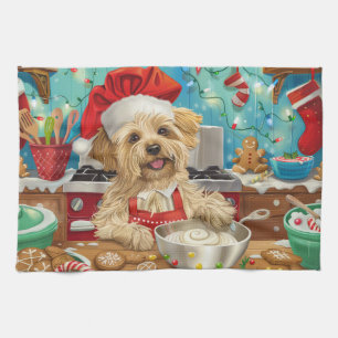 Dandie Dinmont Terrier Holiday Baking: Christmas Tea Towel
