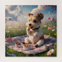 Dandie Dinmont Terrier in a Picnic