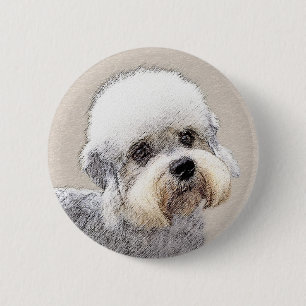 Dandie Dinmont Terrier Painting Original Dog Art 6 Cm Round Badge