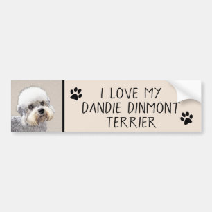 Dandie Dinmont Terrier Painting Original Dog Art Bumper Sticker