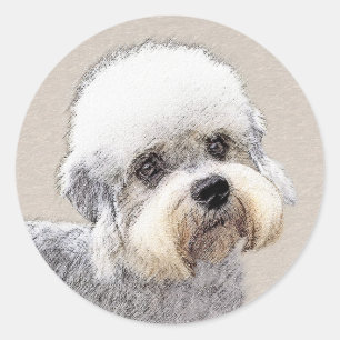 Dandie Dinmont Terrier Painting Original Dog Art Classic Round Sticker
