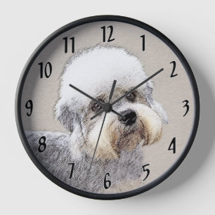 Dandie Dinmont Terrier Painting Original Dog Art Clock