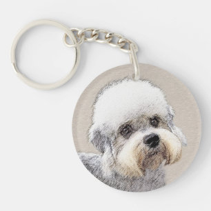 Dandie Dinmont Terrier Painting Original Dog Art Key Ring