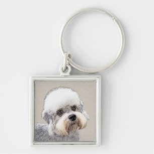 Dandie Dinmont Terrier Painting Original Dog Art Key Ring