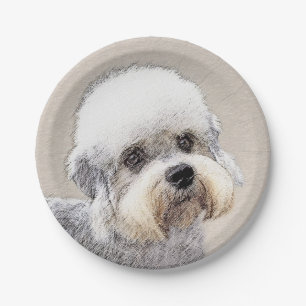 Dandie Dinmont Terrier Painting Original Dog Art Paper Plate