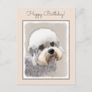 Dandie Dinmont Terrier Painting Original Dog Art Postcard