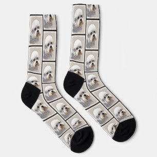 Dandie Dinmont Terrier Painting Original Dog Art Socks