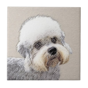 Dandie Dinmont Terrier Painting Original Dog Art Tile
