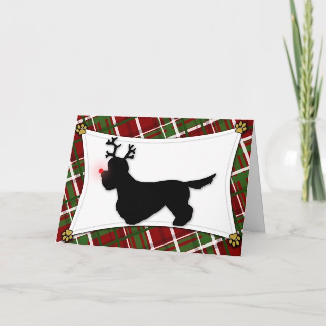Dandie Dinmont Terrier Reindeer Christmas Card (Front)