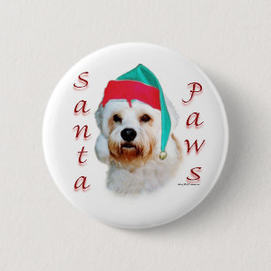 Dandie Dinmont Terrier Santa Paws 6 Cm Round Badge