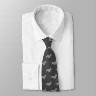 Dandie Dinmont Terrier Silhouettes Pattern Grey Tie