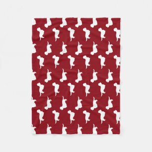 Dandie Dinmont Terrier Silhouettes Pattern Red Fleece Blanket
