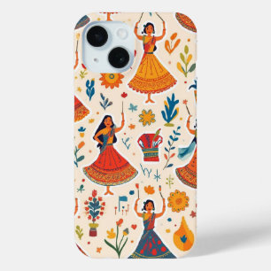 Dandiya Nights Seamless Pattern – Indian Festival iPhone 15 Case
