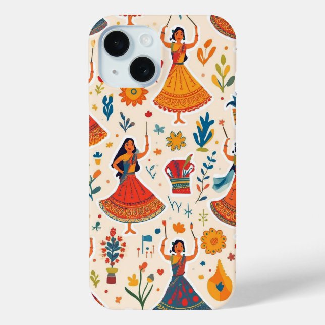 Dandiya Nights Seamless Pattern – Indian Festival  Case-Mate iPhone Case (Back)